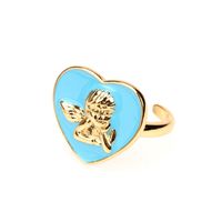 Nihaojewelry Wholesale Jewelry New Oil Drop Heart Angel Pattern Copper Ring sku image 2