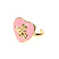 Nihaojewelry Wholesale Jewelry New Oil Drop Heart Angel Pattern Copper Ring sku image 3