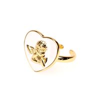 Nihaojewelry Wholesale Jewelry New Oil Drop Heart Angel Pattern Copper Ring sku image 4