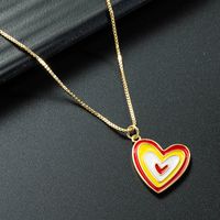 Großhandel Schmuck Einfache Bunte Herzform Anhänger Öl Tropfende Halskette Nihaojewelry sku image 1