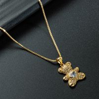 Wholesale Jewelry Cute Heart Bear Pendant Copper Zircon Necklace Nihaojewelry sku image 2