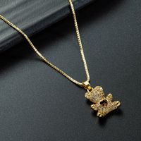 Wholesale Jewelry Cute Heart Bear Pendant Copper Zircon Necklace Nihaojewelry sku image 3