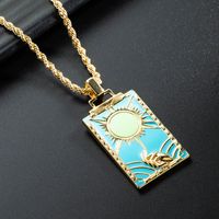 Wholesale Jewelry Rectangular Oil Painting Pendant Copper Dripping Oil Necklace Nihaojewelry sku image 1