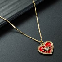 Wholesale Jewelry Multicolor Eye Heart Pendant Copper Zircon Necklace Nihaojewelry sku image 1