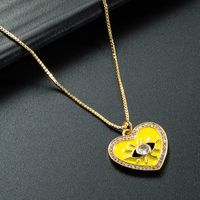 Wholesale Jewelry Multicolor Eye Heart Pendant Copper Zircon Necklace Nihaojewelry sku image 2
