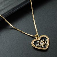 Wholesale Jewelry Multicolor Eye Heart Pendant Copper Zircon Necklace Nihaojewelry sku image 4