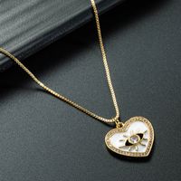 Wholesale Jewelry Multicolor Eye Heart Pendant Copper Zircon Necklace Nihaojewelry sku image 5