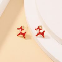 Nihaojewelry Wholesale Jewelry Fashion Red Christmas Fawn Earrings sku image 1