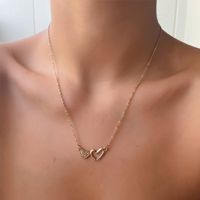 Wholesale Jewelry Fashion Diamond Hollow Peach Heart Pendent Necklace Nihaojewelry sku image 1