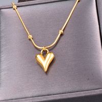Heart Titanium Steel Inlaid Shell Inlaid Gold Necklace sku image 1