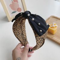 Wholesale Jewelry Bow Leopard-print Pearl Hair Band Nihaojewelry sku image 3