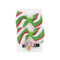 Wholesale Bows Christmas Color Stripe Children's Hairpins 3 Pieces Set Nihaojewelry sku image 2