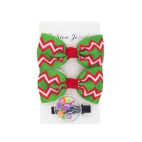 Wholesale Bows Christmas Color Stripe Children's Hairpins 3 Pieces Set Nihaojewelry sku image 3