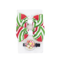 Wholesale Bows Christmas Color Stripe Children's Hairpins 3 Pieces Set Nihaojewelry sku image 4