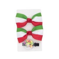 Wholesale Bows Christmas Color Stripe Children's Hairpins 3 Pieces Set Nihaojewelry sku image 6