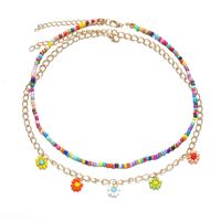Großhandel Schmuck Gänseblümchen Anhänger Farbe Perlen Mehrschichtige Halskette Nihaojewelry sku image 3