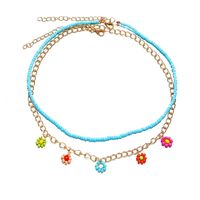 Großhandel Schmuck Gänseblümchen Anhänger Farbe Perlen Mehrschichtige Halskette Nihaojewelry sku image 4