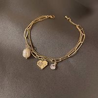 Wholesale Jewelry Retro Pearl Diamond Heart Double-layer Bracelet Nihaojewelry sku image 1