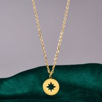 Wholesale Jewelry Hollow Neptune Star Compass Pendant Titanium Steel Necklace Nihaojewelry sku image 1