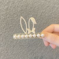 Wholesale Bijoux Imitation Perle Strass Lapin Oreille Style Coréen Épingle À Cheveux Nihaojewelry sku image 1