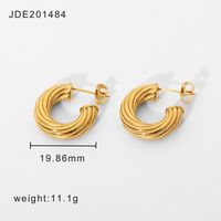 Nihaojewelry Wholesale Jewelry Fashion 18k Gold-plated Stainless Steel Twisted Earrings sku image 1