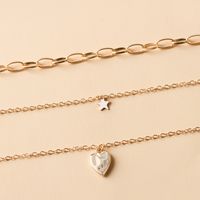 الجملة مجوهرات الأزياء الخوخ القلب الخماسية نجمة معلقة متعدد الطبقات قلادة Nihaojewelry main image 6