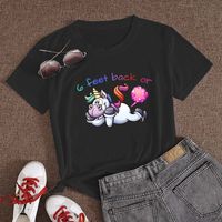 Nihaojewelry Lässiges Einhorn-druck-kurzarm-t-shirt Großhandel Schmuck sku image 9