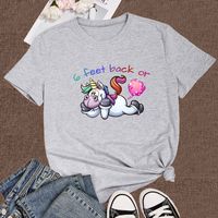 Nihaojewelry Lässiges Einhorn-druck-kurzarm-t-shirt Großhandel Schmuck sku image 11