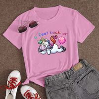 Nihaojewelry Lässiges Einhorn-druck-kurzarm-t-shirt Großhandel Schmuck sku image 16