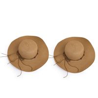 Wholesale Fashion Button Big Eaves Sunscreen Khaki Straw Hat Nihaojewelry main image 4