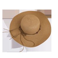 Wholesale Fashion Button Big Eaves Sunscreen Khaki Straw Hat Nihaojewelry main image 6