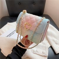Wholesale Color Heart Shape Buckle Fashion Rhombus Messenger Bag Nihaojewelry main image 6