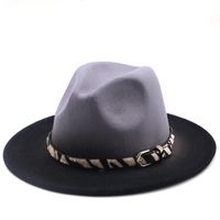 Wholesale Gradient Tie-dye Big Brim Woolen Jazz Top Hat Nihaojewelry main image 6