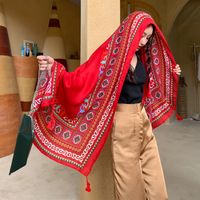 Ethnic Style Shawl Scarf Dual-use Sun Protection By The Sea Beach Scarf Red Large Gauze Scarf Female Desert Travel Photography Summer main image 4