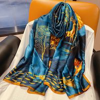 All The Way (deer) Has Your Live Printed Silk Scarf Spring And Autumn Silk Sun Protection Sunshade Vacation Style Beach Towel Scarf Shawl main image 3