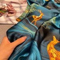All The Way (deer) Has Your Live Printed Silk Scarf Spring And Autumn Silk Sun Protection Sunshade Vacation Style Beach Towel Scarf Shawl main image 5