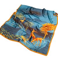 All The Way (deer) Has Your Live Printed Silk Scarf Spring And Autumn Silk Sun Protection Sunshade Vacation Style Beach Towel Scarf Shawl main image 6
