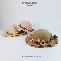 Wholesale Accessories Flower Wave Children's Straw Hat Nihaojewelry main image 3