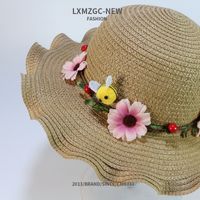 صيف 2020 فتاة جديدة قبعة القش ، قبعة صياد الطفل ، قبعة الشمس ، النسخة الكورية من قبعة الشمس موجة النحل الصغيرة بالجملة main image 5
