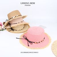 Wholesale Accessories Children's Rhinestone Plum Blossom Bowknot Straw Hat Nihaojewelry main image 1