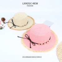 Wholesale Accessories Children's Rhinestone Plum Blossom Bowknot Straw Hat Nihaojewelry main image 5