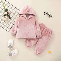 Wholesale Baby Pink Hooded Tops Pants Two-piece Set Nihaojewelry main image 1