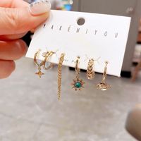 Wholesale Jewelry Metal Chain Tassel Turquoise Star Copper Earrings Nihaojewelry main image 5