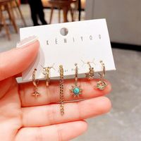Wholesale Jewelry Metal Chain Tassel Turquoise Star Copper Earrings Nihaojewelry main image 6