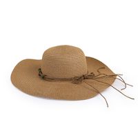 Wholesale Fashion Button Big Eaves Sunscreen Khaki Straw Hat Nihaojewelry sku image 1