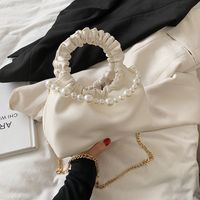 Wholesale Pleated Pearl Chain Solid Color Handbag Nihaojewelry sku image 6