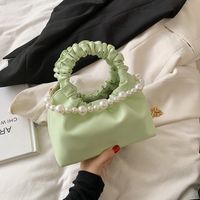 Wholesale Pleated Pearl Chain Solid Color Handbag Nihaojewelry sku image 7