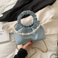 Wholesale Pleated Pearl Chain Solid Color Handbag Nihaojewelry sku image 8