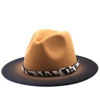 Wholesale Gradient Tie-dye Big Brim Woolen Jazz Top Hat Nihaojewelry sku image 2