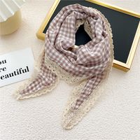 Nihaojewelry Wholesale Fashion Plaid Cotton And Linen Lace Edge Scarf sku image 5